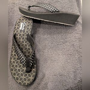 Clarks Black and White Patterned Sandals